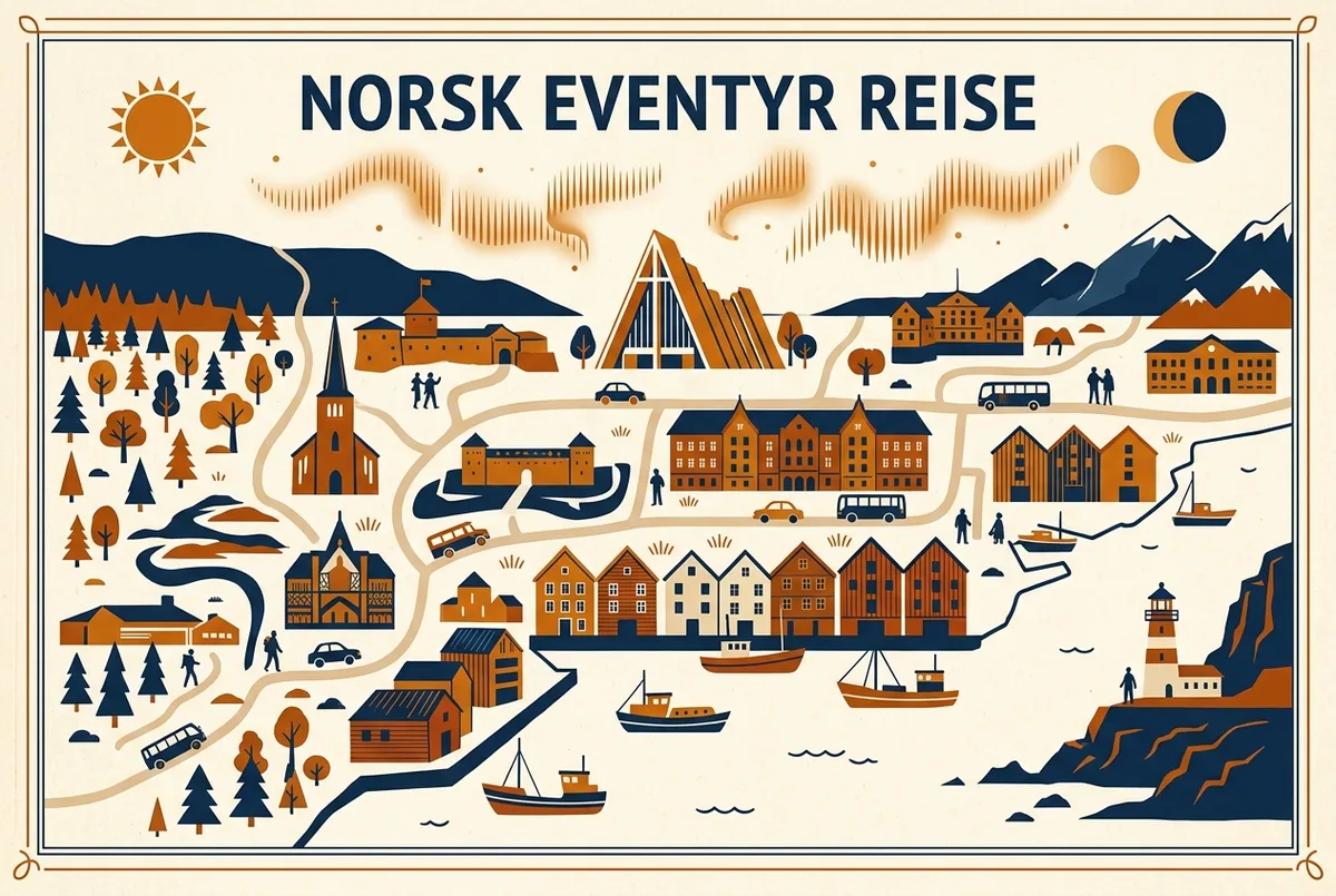 illustrated map of Tromso highlights for Trondheim og Nordkapp: Hvor Gode Er Chancerne for Nordlys?, trondheim nordlys