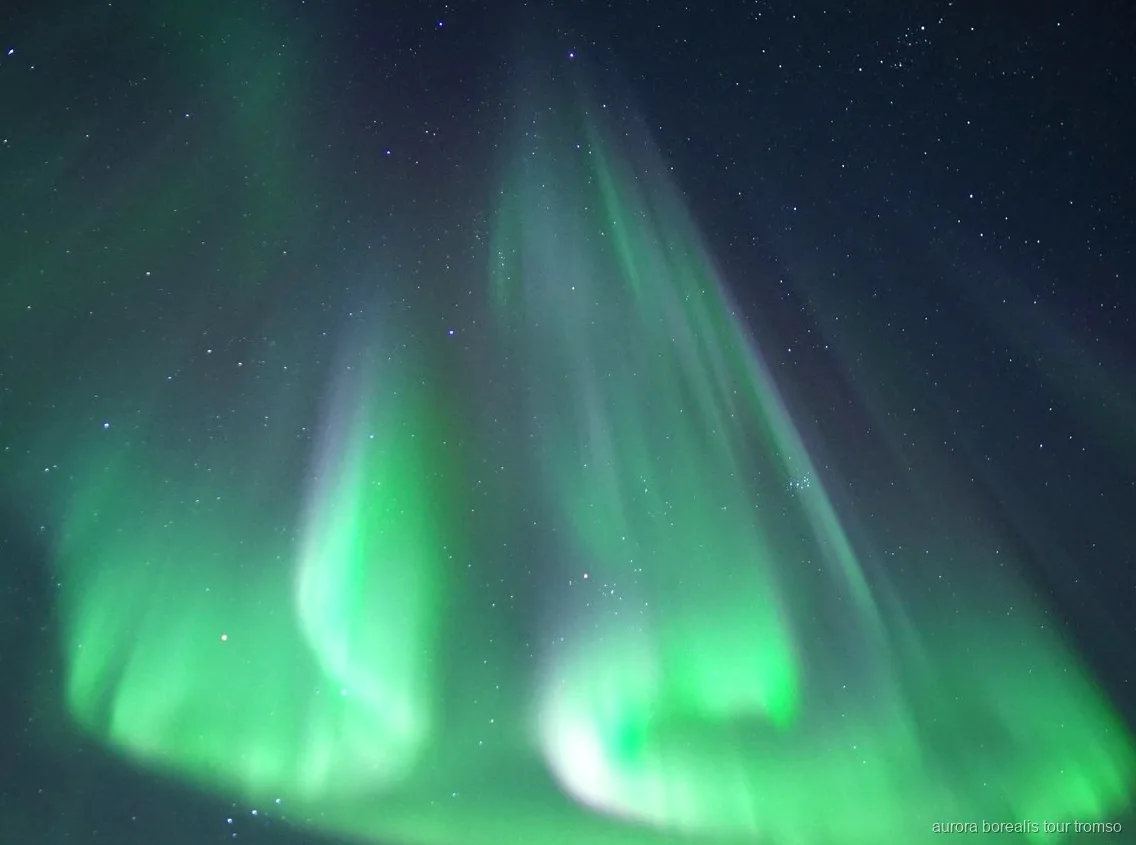 Ospiti sul ponte in cerca dell'aurora boreale sulla crociera serale di Tromsø