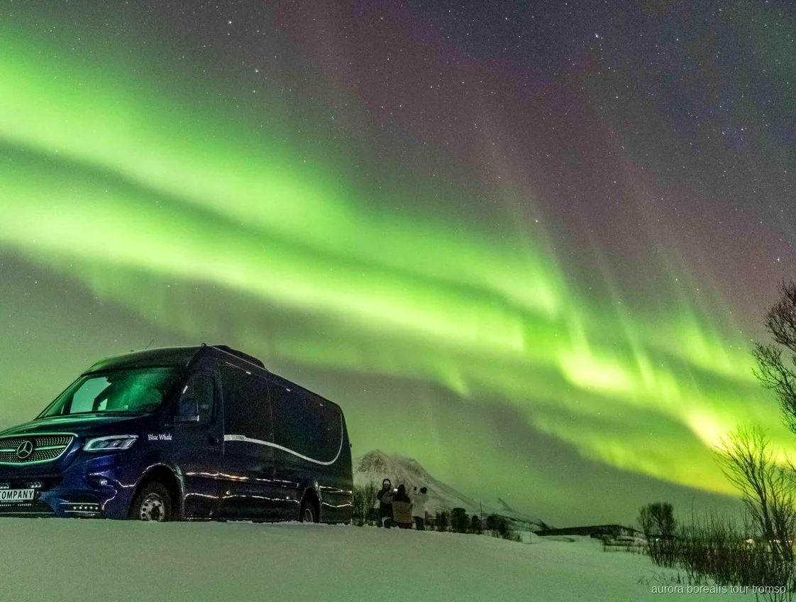 Ospiti in tuta termica in attesa dell'aurora boreale vicino a Tromsø
