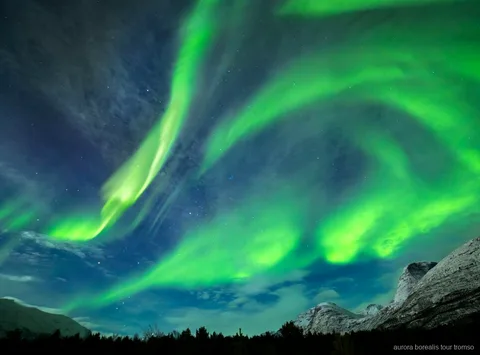 Aurora boreal captada en el tour fotogràfic d'aurores boreals de Tromsø