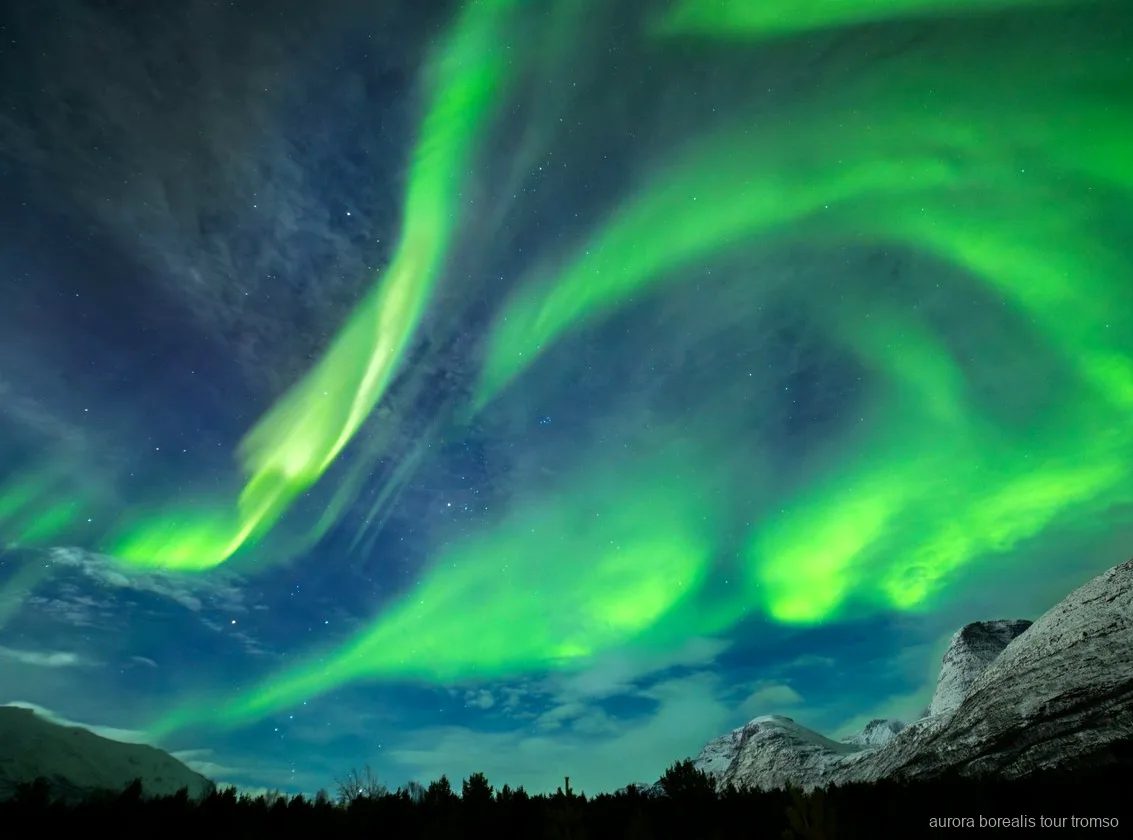 Aurora boreal captada en el tour fotogràfic d'aurores boreals de Tromsø