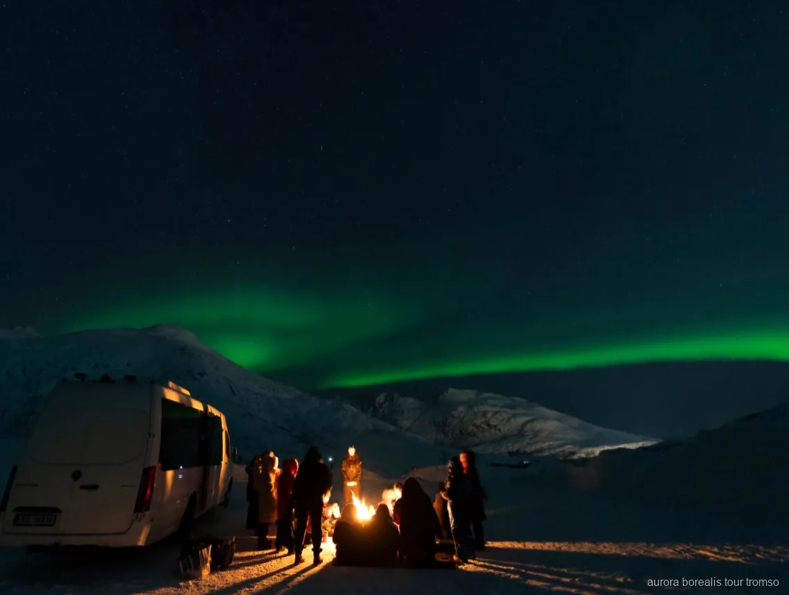 Glass-roofed bus used on the Tromso Northern Lights dinner tour
